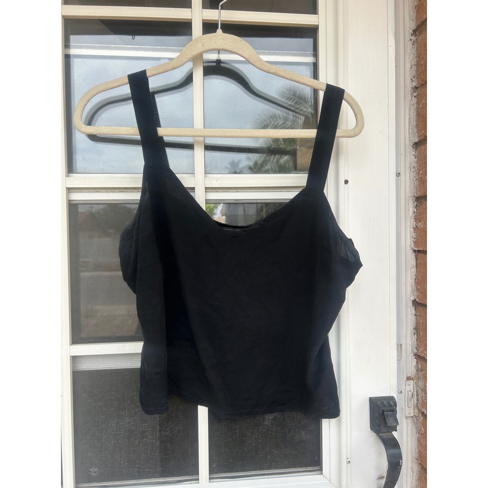 Tess Stuart Womens Black 100% Silk V-Neck Camisole Tank Top Size 14 Coquette